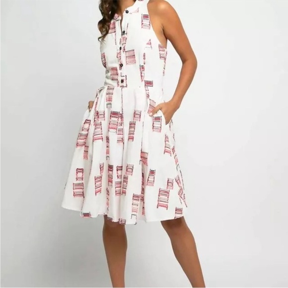 Eva Franco Kitty Cotton Red Velvet Cake Mini Dress Size 6 - Picture 2 of 12